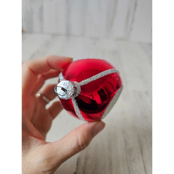 Vintage radko house cabin glitter teardrop red ornament Xmas tree - Picture 9 of 12